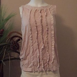 J crew ruffled beige tank